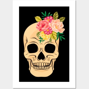 skull and flowers : SMILE Posters and Art